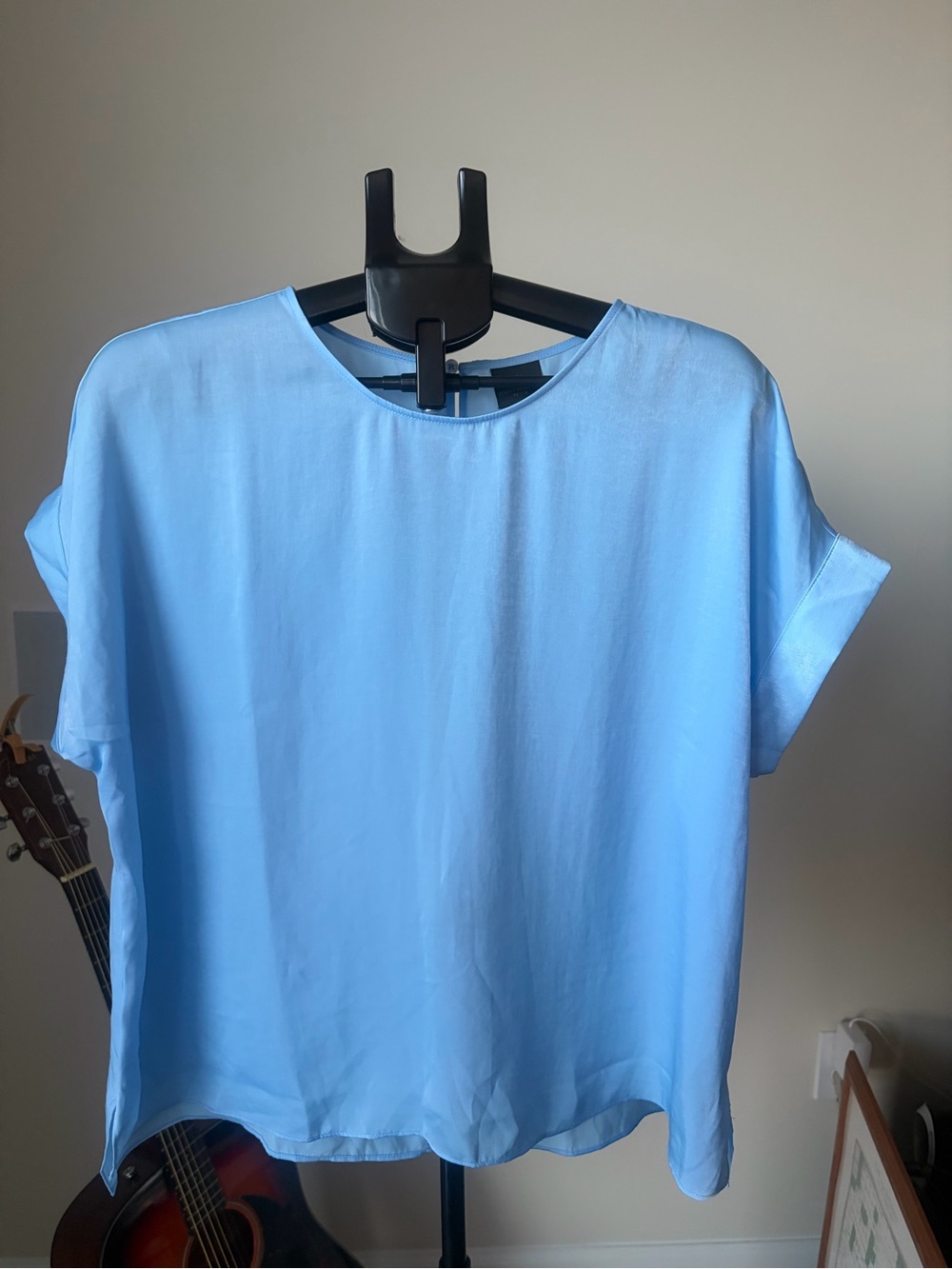 Worthington Blue Peri Satin Cap Sleeve Top Size PXL (Petite XL) NWT